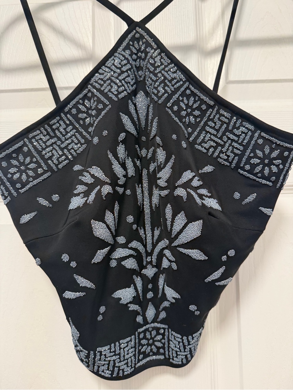 Cache Black Embellished Halter Camisole
